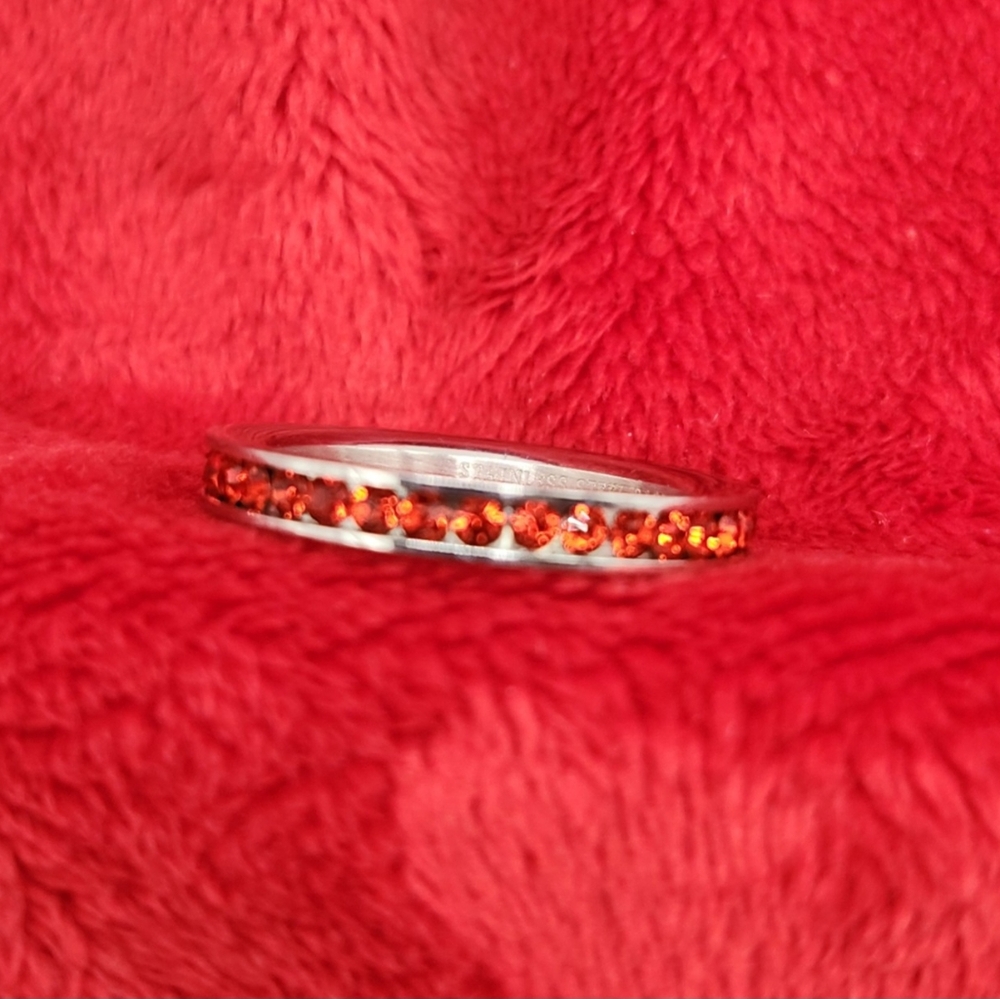 Beautiful Red Rhinestones Stackable Ring Set In S… - image 3
